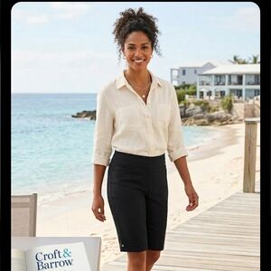 NWT Croft & Barrow Black Bermuda Shorts Size 12